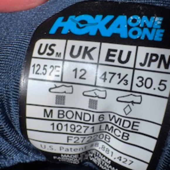 Hoka, gray blue Bondi 6, 12.5 wide. Great Condition. main image 6